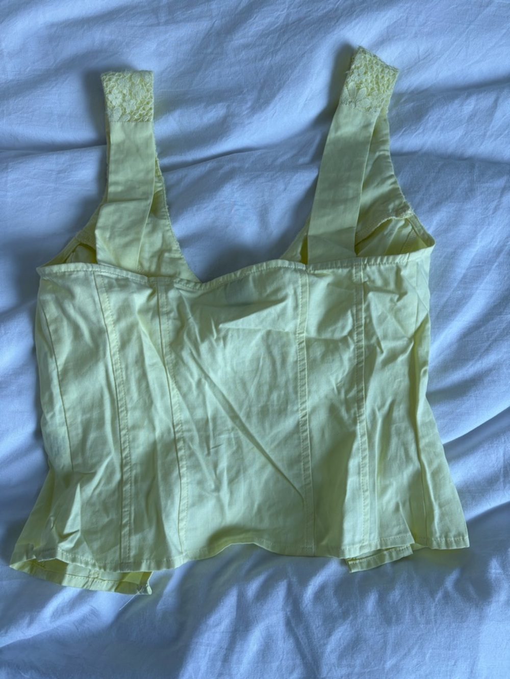Princess Polly Yellow Lace-Trim Tie Top - Picture 2 of 2